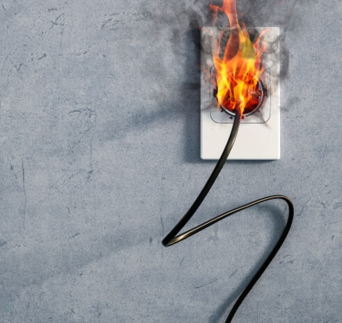 Electrical socket on fire